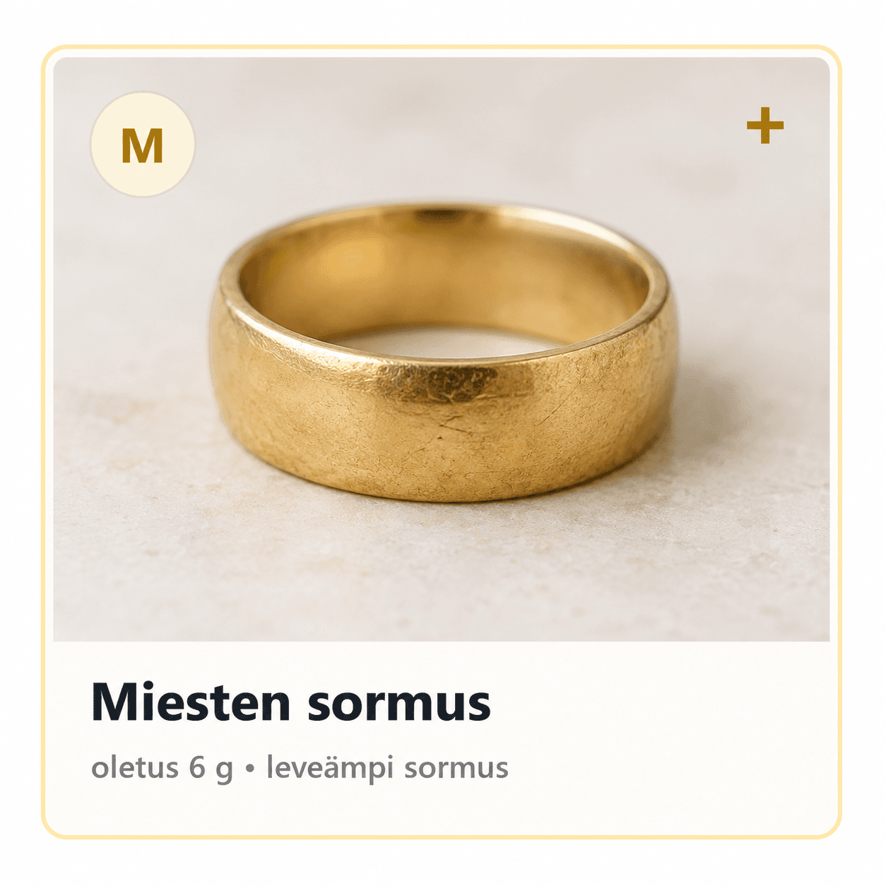Miesten sormus, oletus 6 g