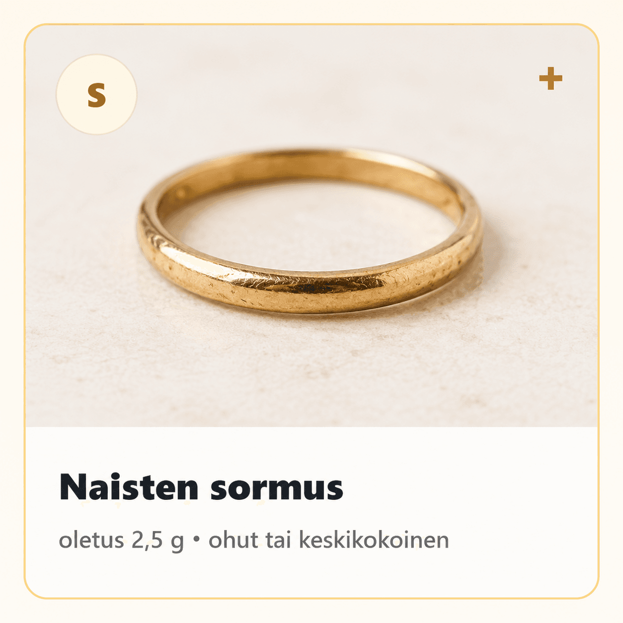 Naisten sormus, oletus 2,5 g